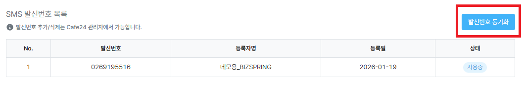 SMS 발신 번호 관리