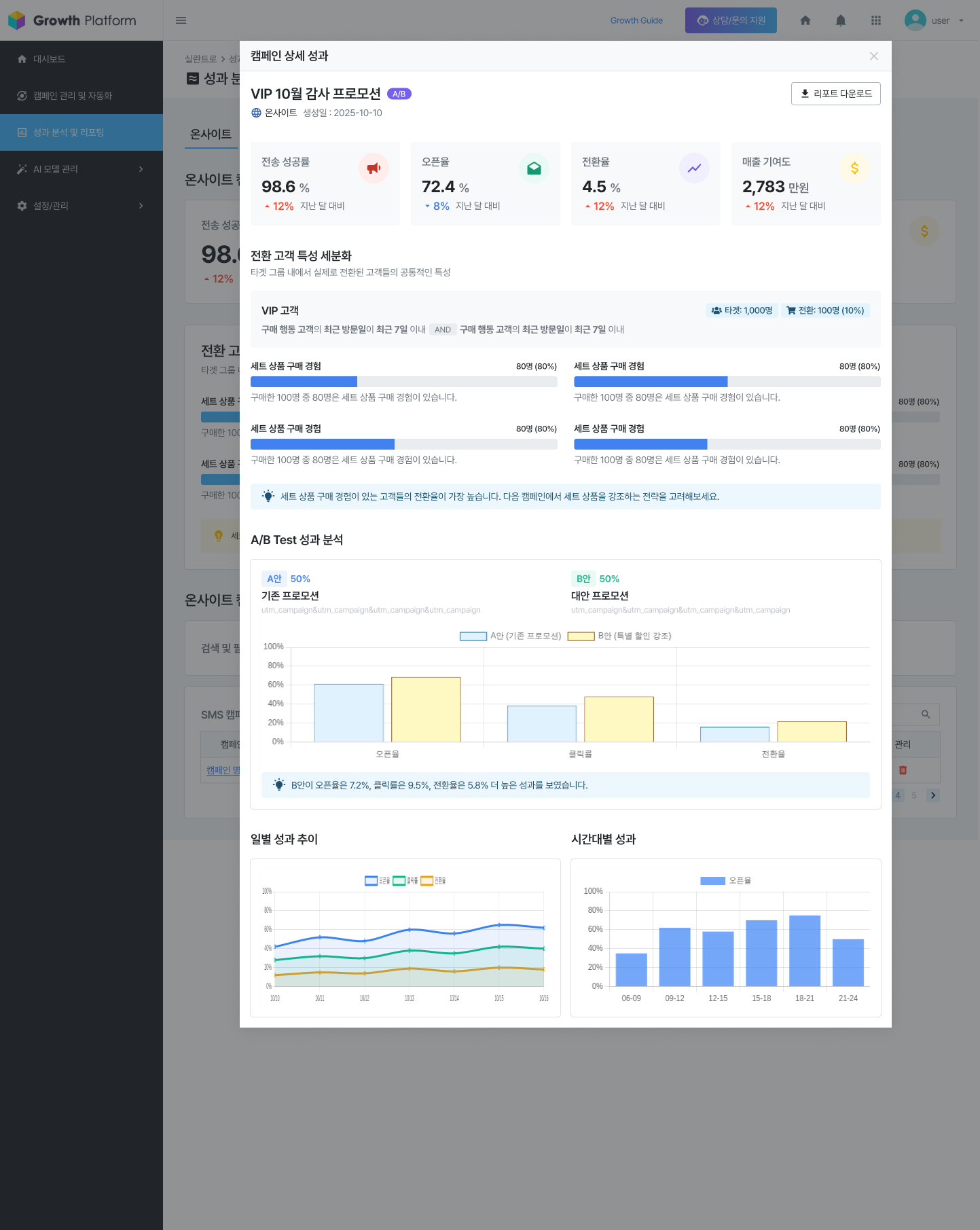 캠페인별 상세 성과 분석