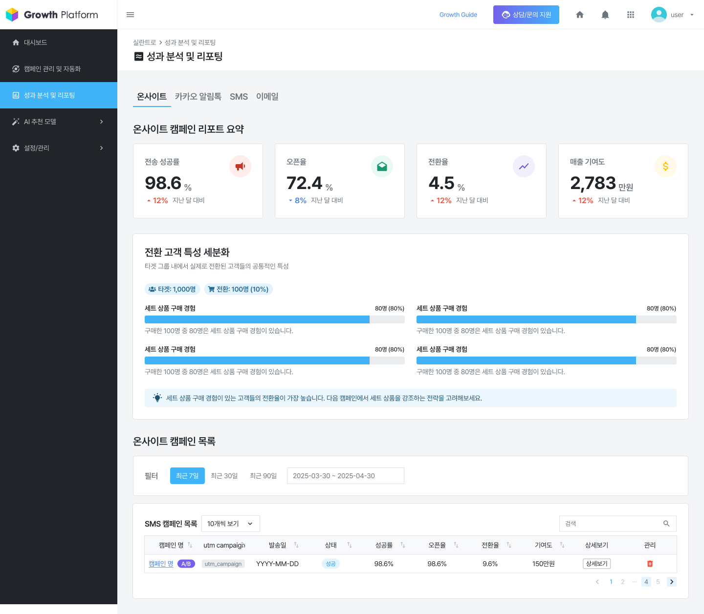 캠페인 종합 성과 분석